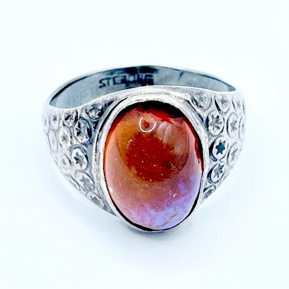 Vintage Dragon’s Breath Sterling Silver Ring - Star Stamped Men’s Style *Chipped